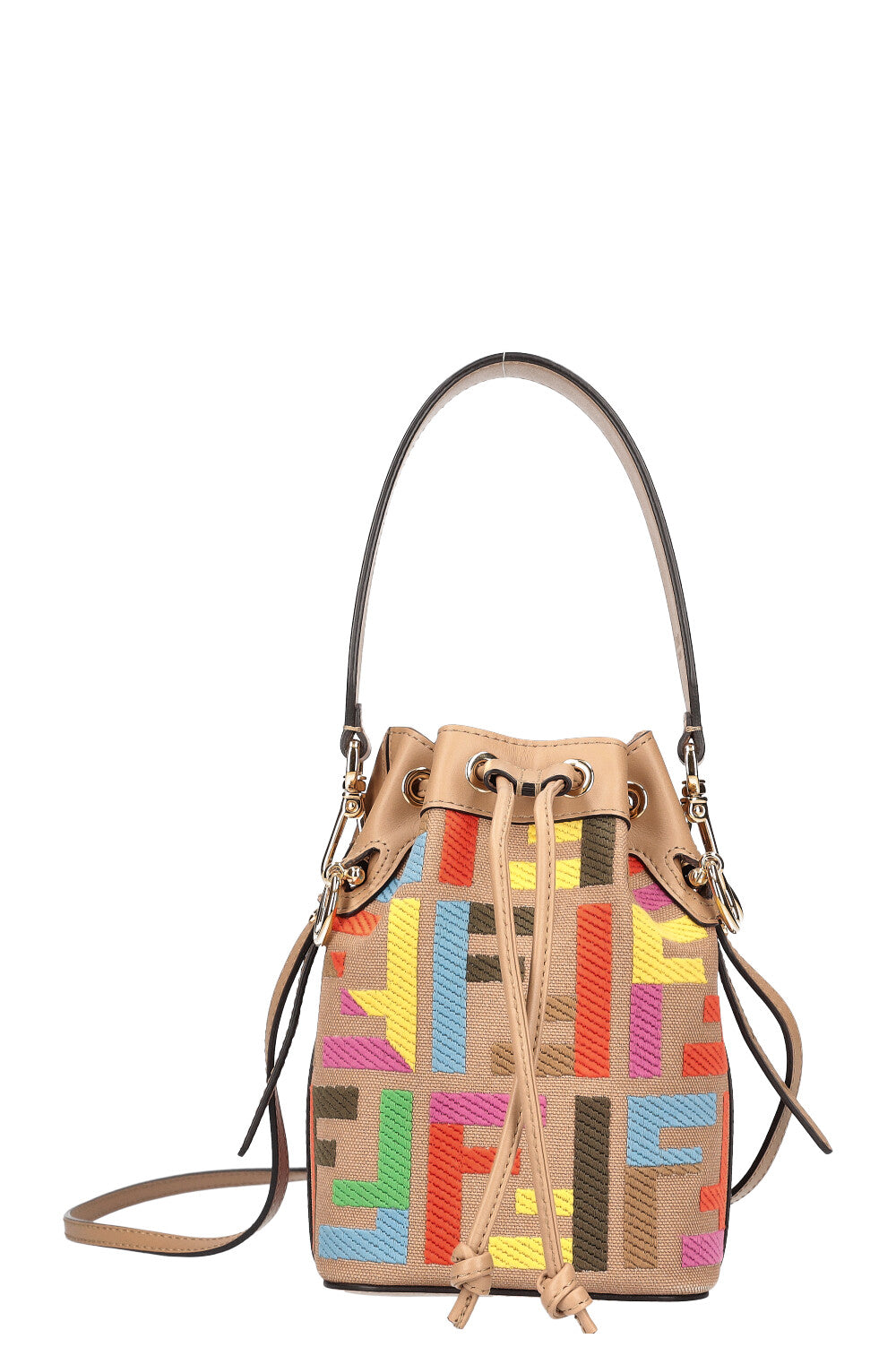 Mon Tresor - Multicolour canvas mini-bag with FF embroidery