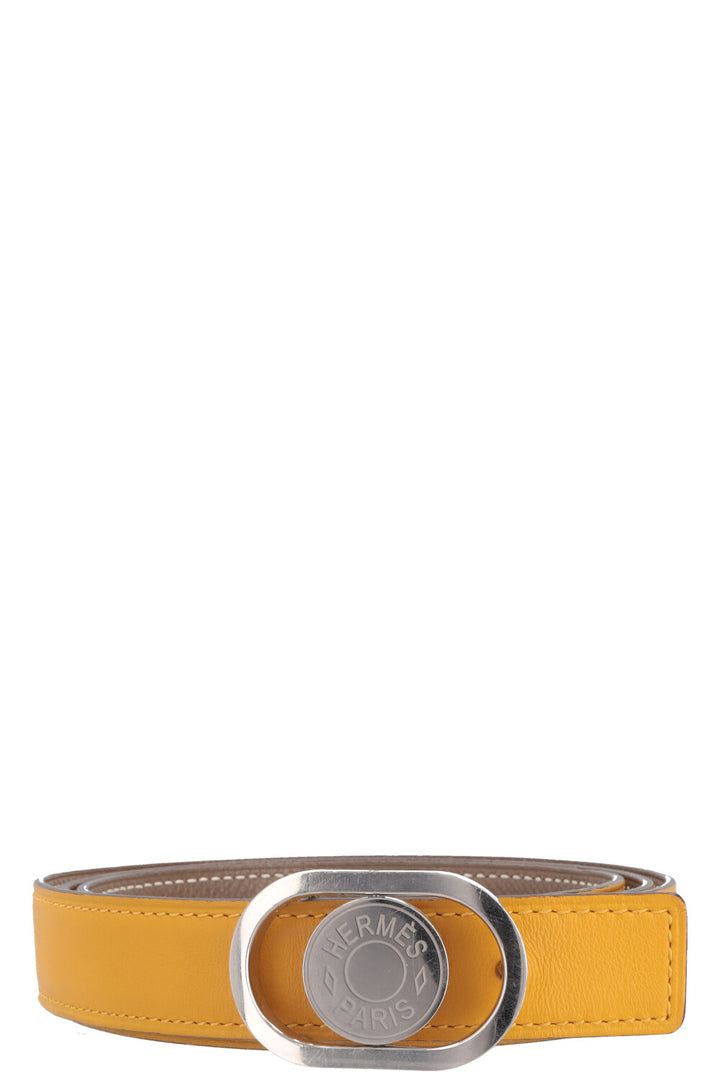 HERMÈS Round Buckle Belt Etoupe Yellow