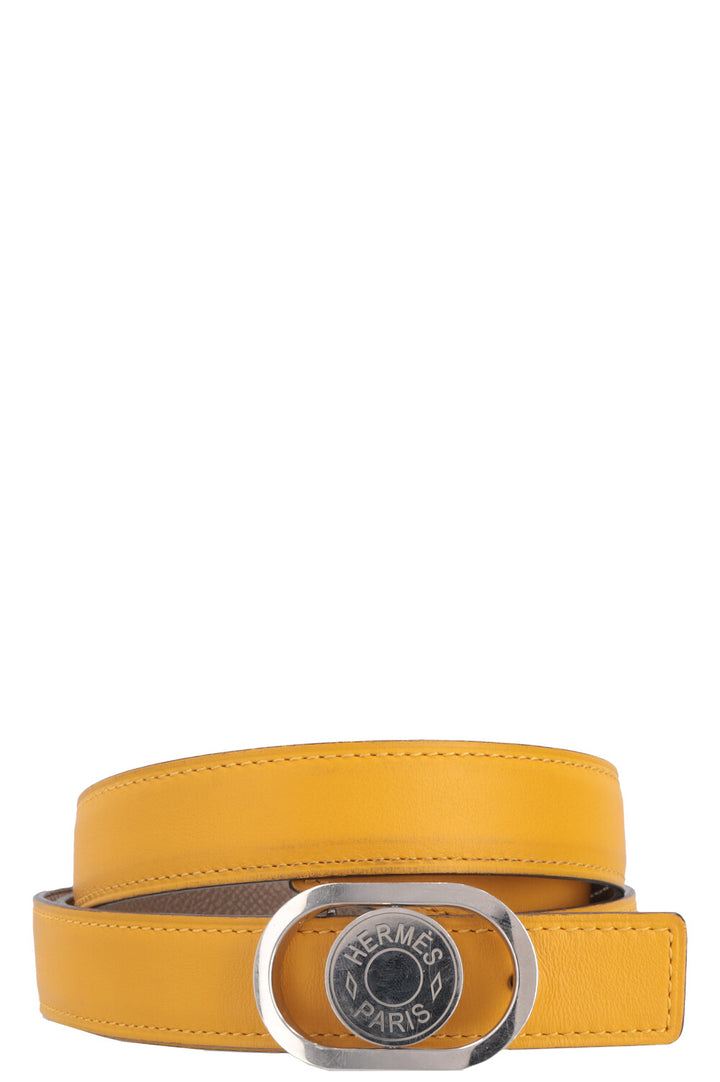 HERMÈS Round Buckle Belt Etoupe Yellow