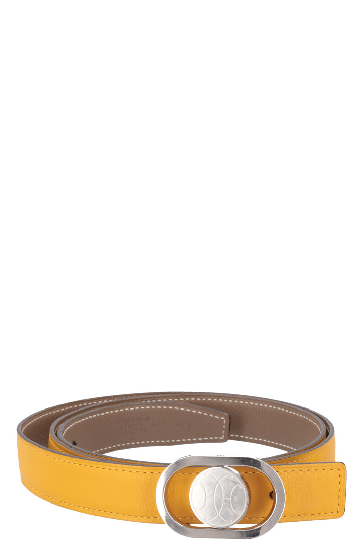 HERMÈS Round Buckle Belt Etoupe Yellow