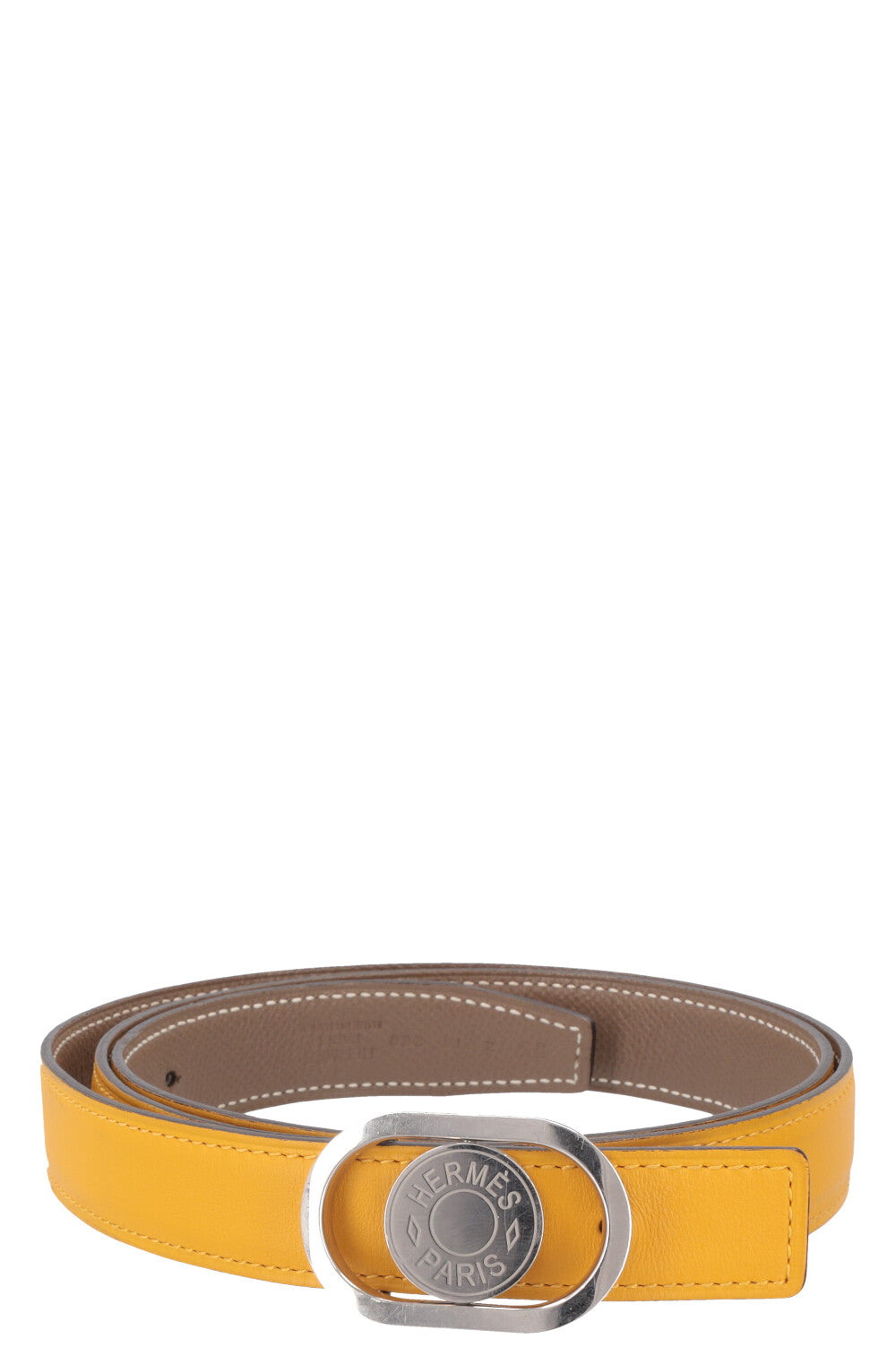 HERMÈS Round Buckle Belt Etoupe Yellow