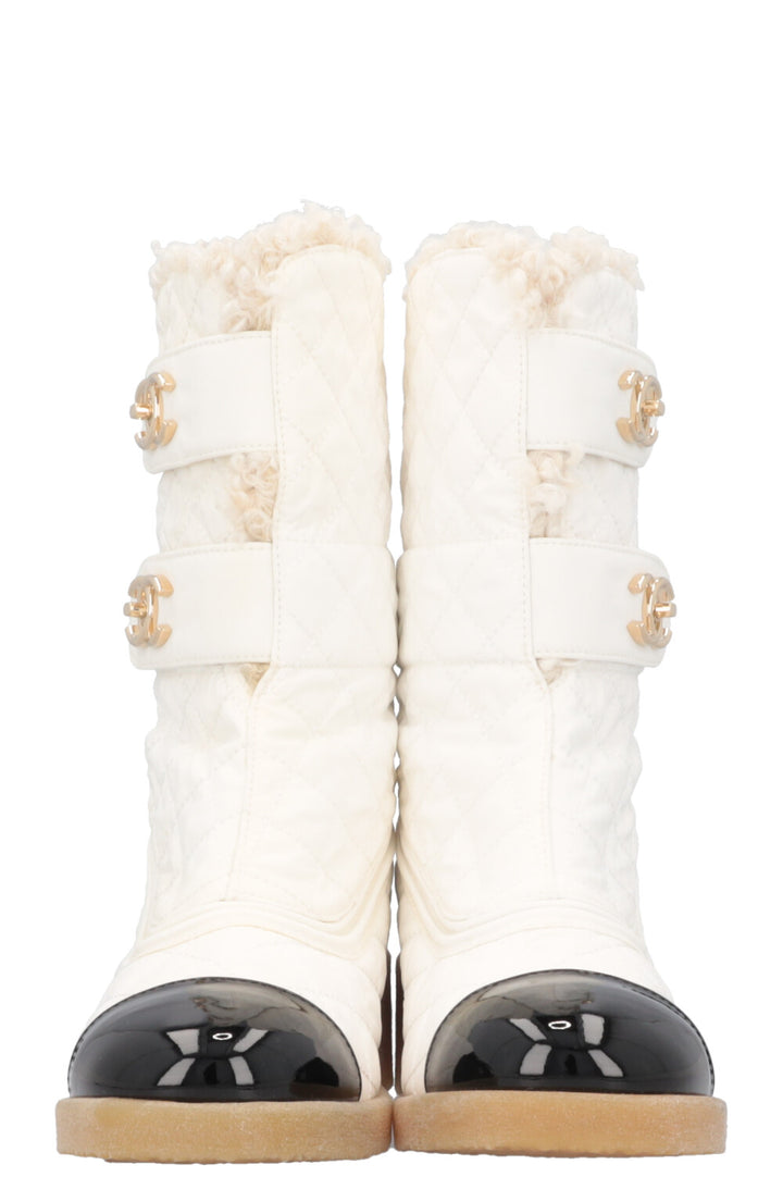 CHANEL Turnlock Boots Nylon White