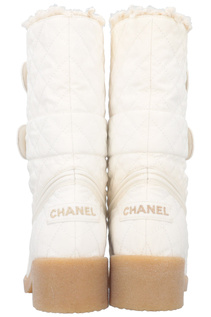 CHANEL Turnlock Boots Nylon White
