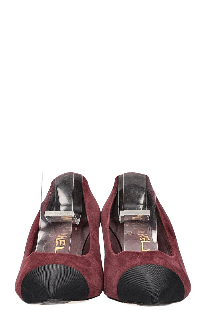 CHANEL Heels Suede Bordeaux