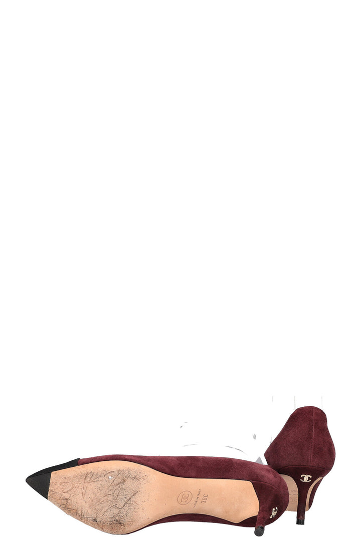 CHANEL Heels Suede Bordeaux