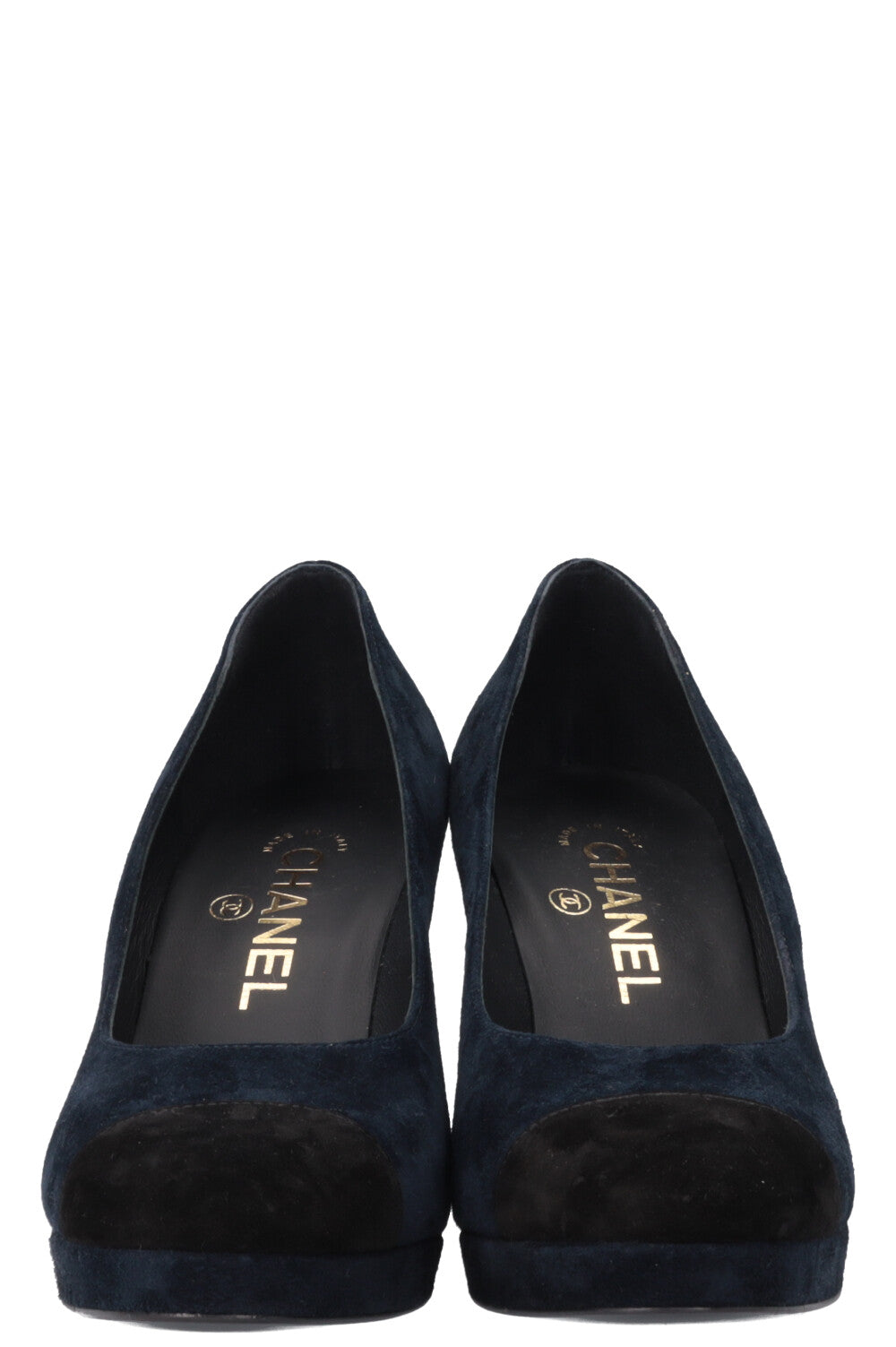 CHANEL CC Heels Suede Midnight Blue