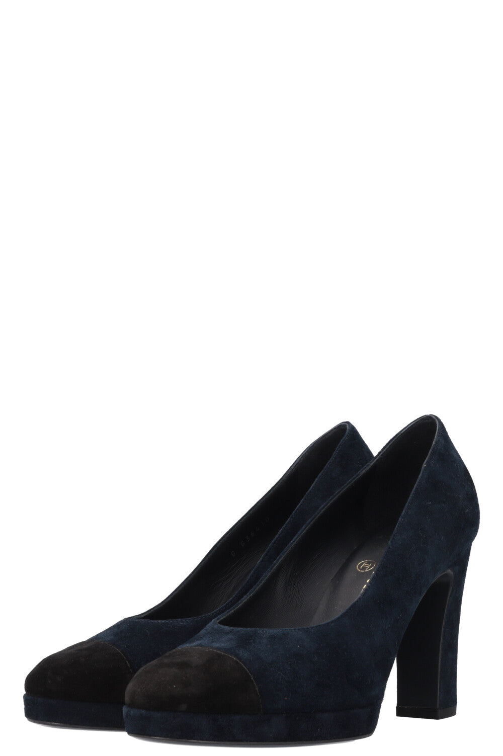 CHANEL CC Heels Suede Midnight Blue