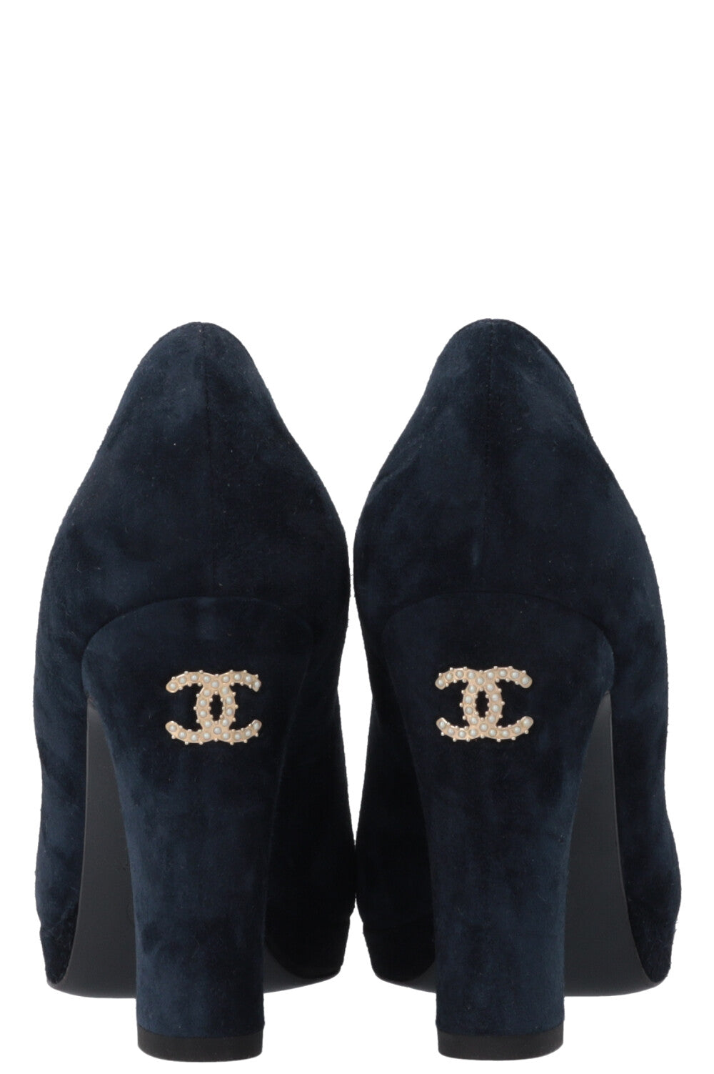CHANEL CC Heels Suede Midnight Blue