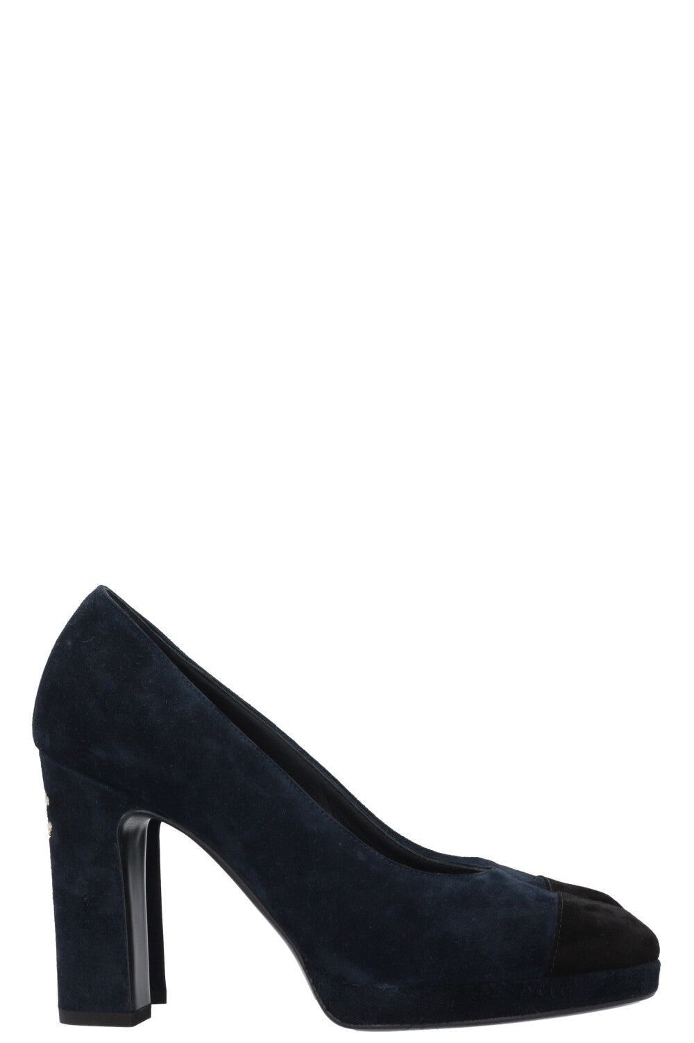 CHANEL CC Heels Suede Midnight Blue