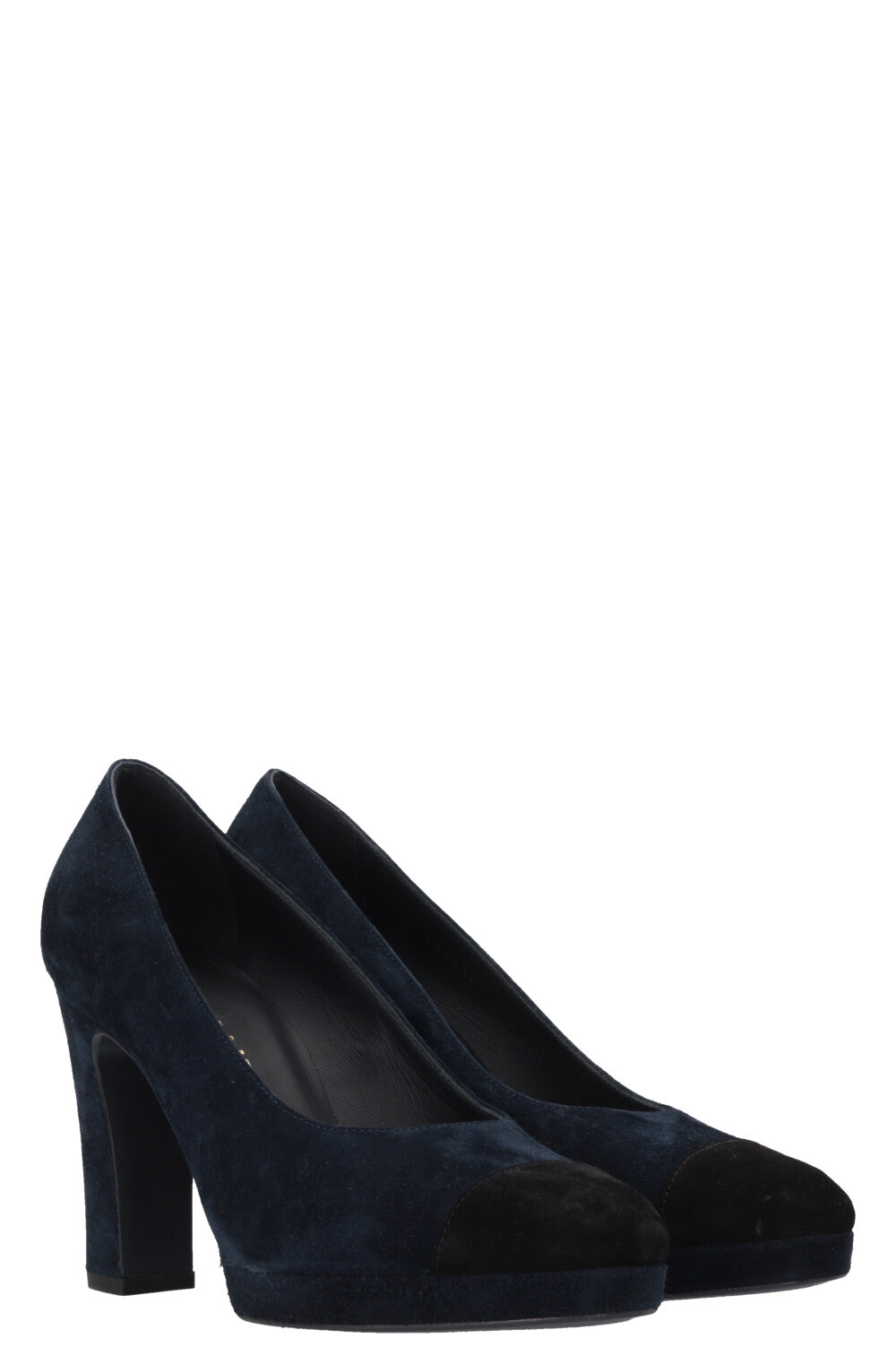 CHANEL CC Heels Suede Midnight Blue