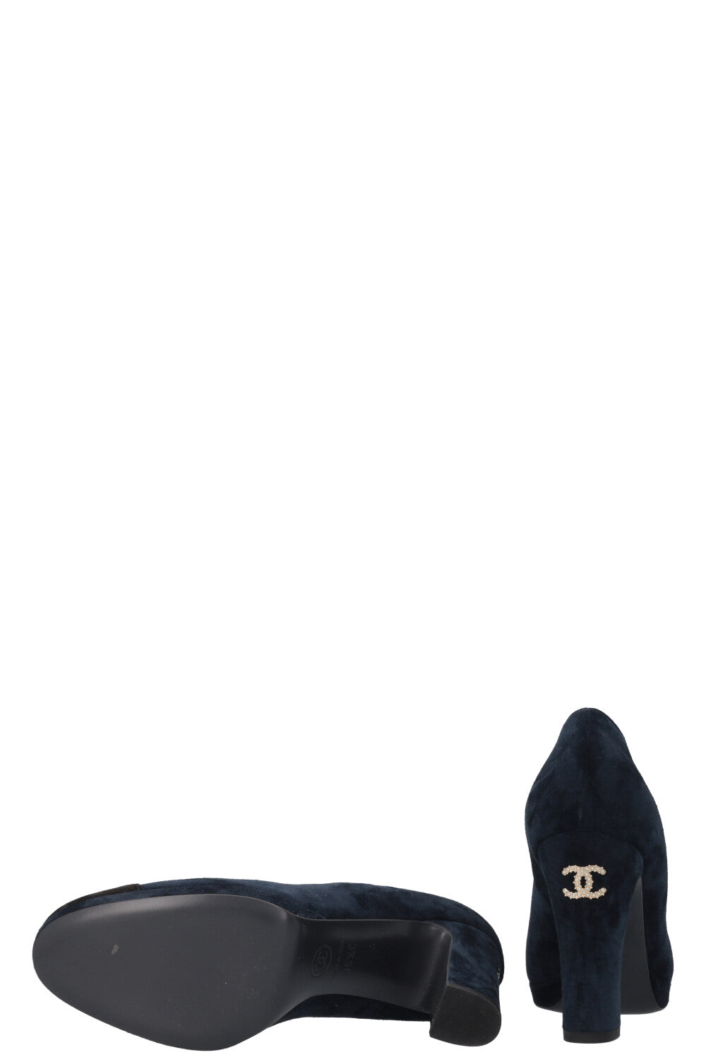 CHANEL CC Heels Suede Midnight Blue