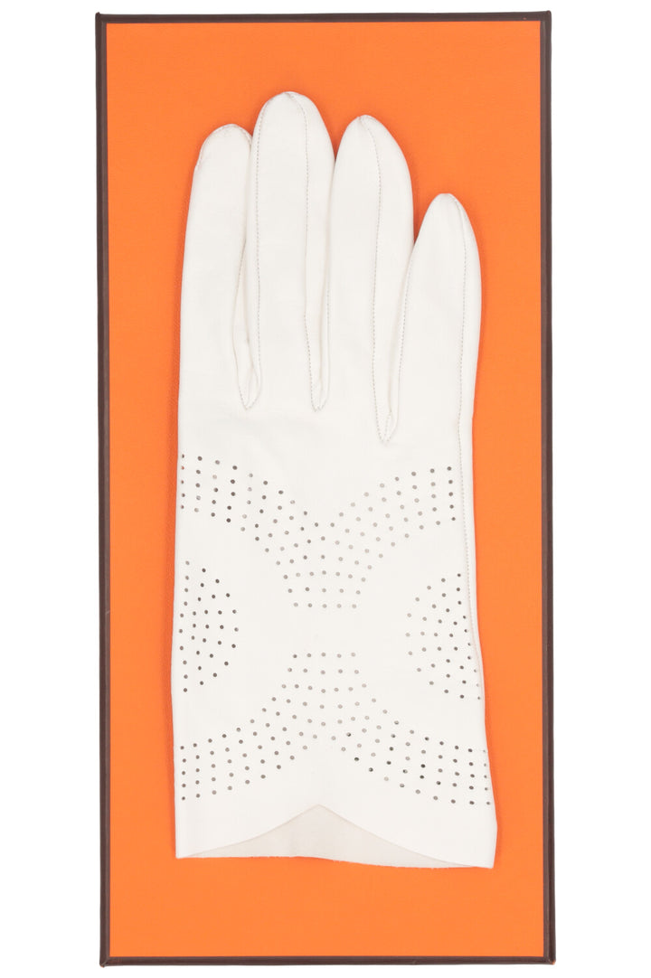 HERMÈS Laser Cut Gloves White