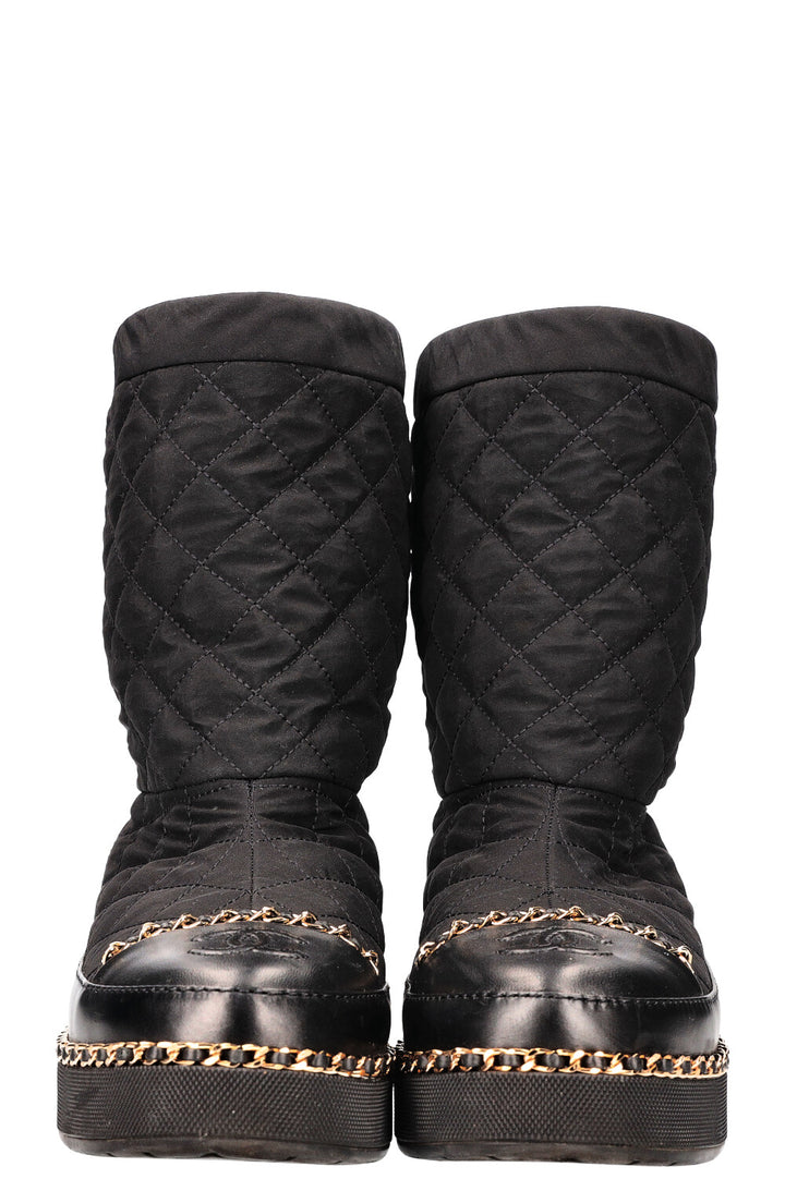 CHANEL Apres Ski Boots Nylon Black