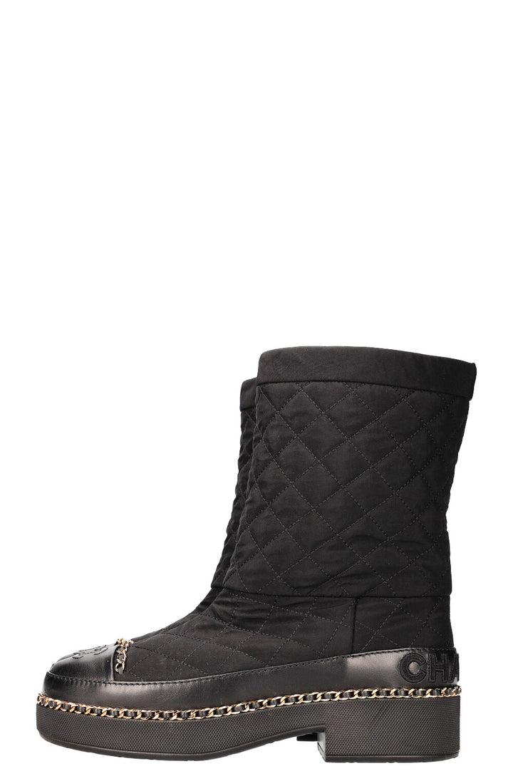 CHANEL Apres Ski Boots Nylon Black