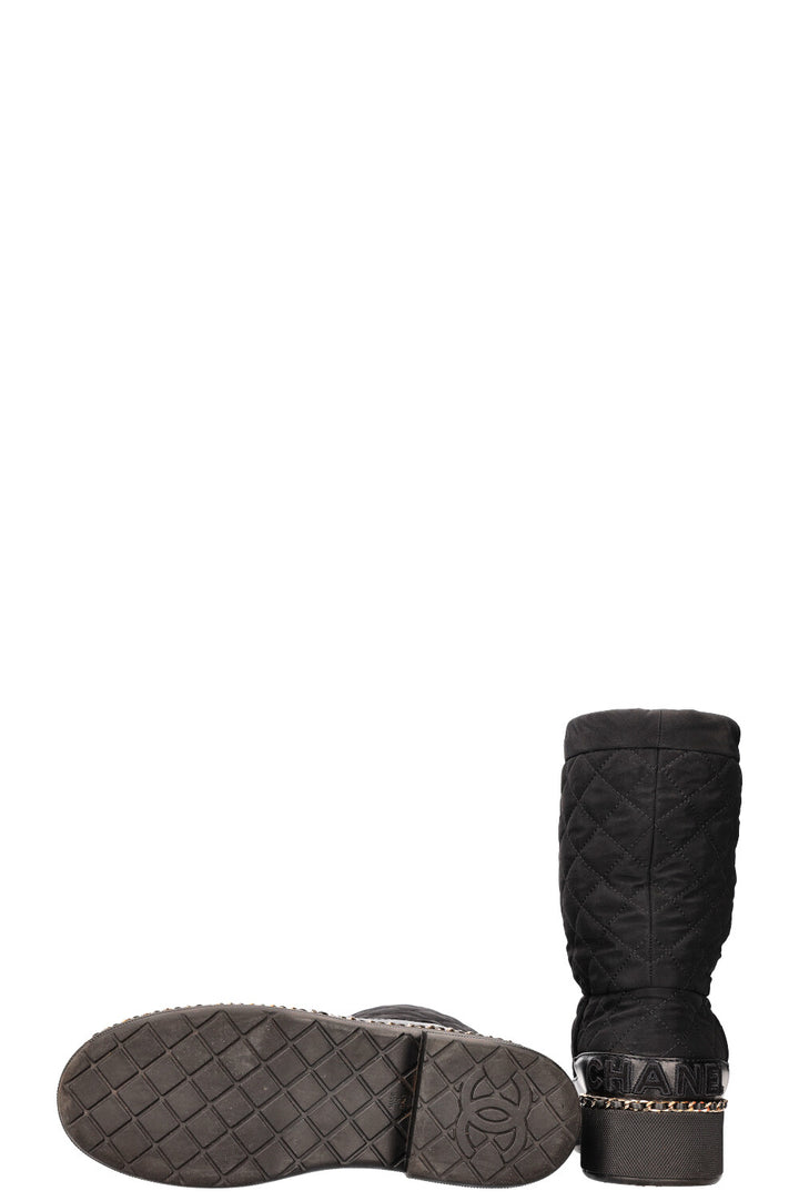 CHANEL Apres Ski Boots Nylon Black