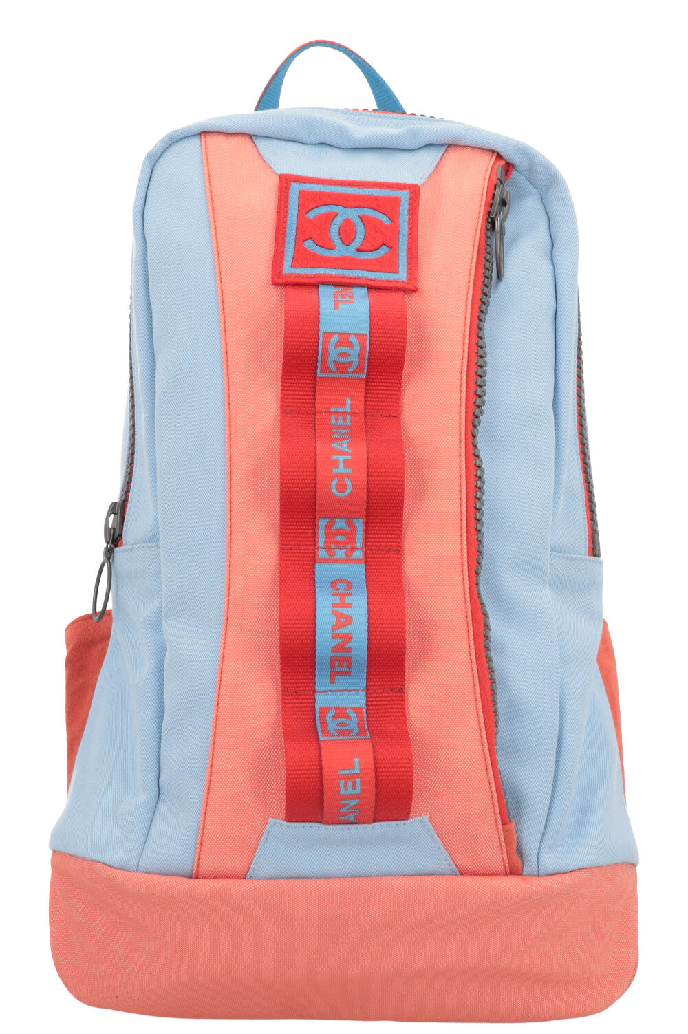 CHANEL Nylon Backpack Blue Orange