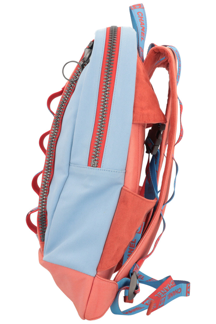 CHANEL Nylon Backpack Blue Orange