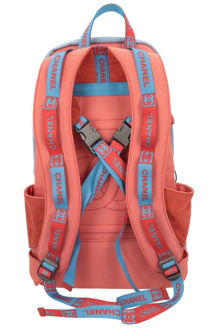CHANEL Nylon Backpack Blue Orange