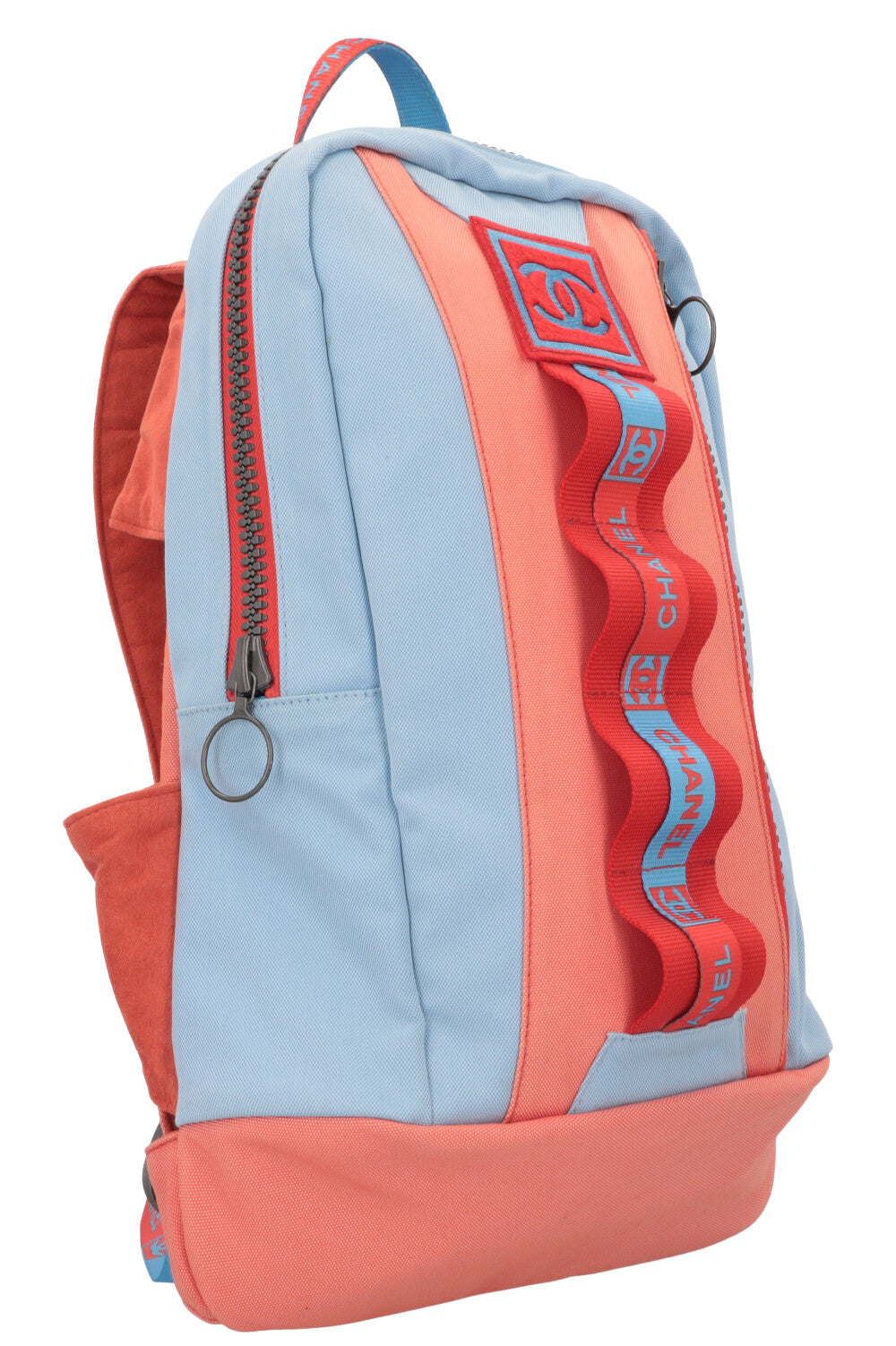CHANEL Nylon Backpack Blue Orange