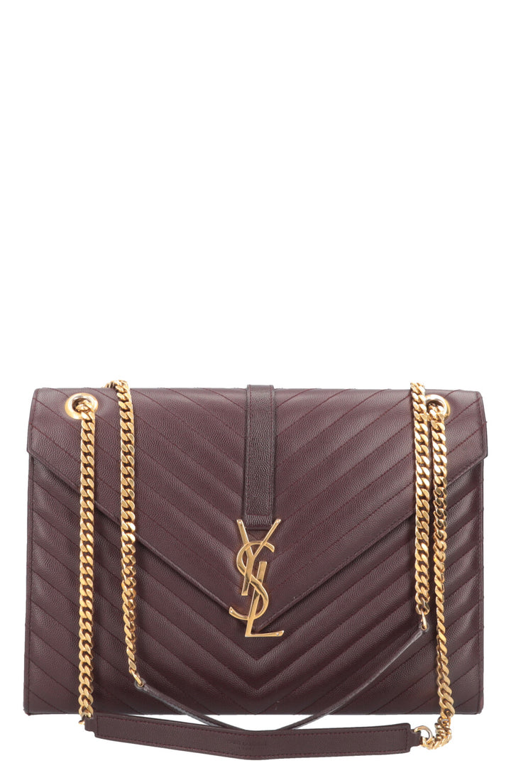 SAINT LAURENT Classic Envelope Bag Large Bordeaux