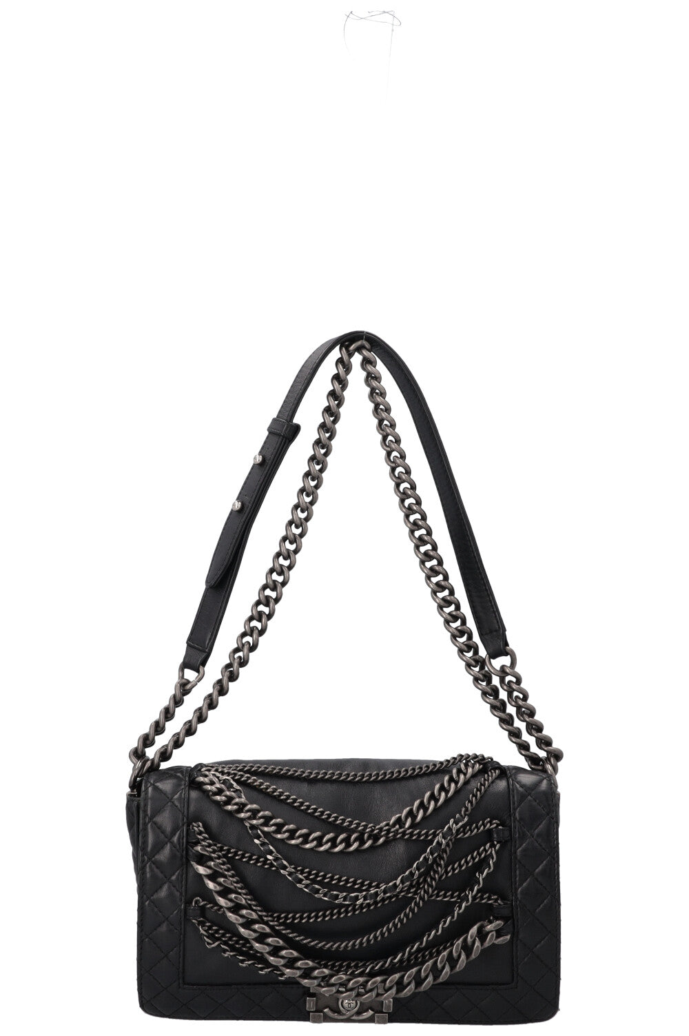 Sac CHANEL Boy en cuir enchaîné noir