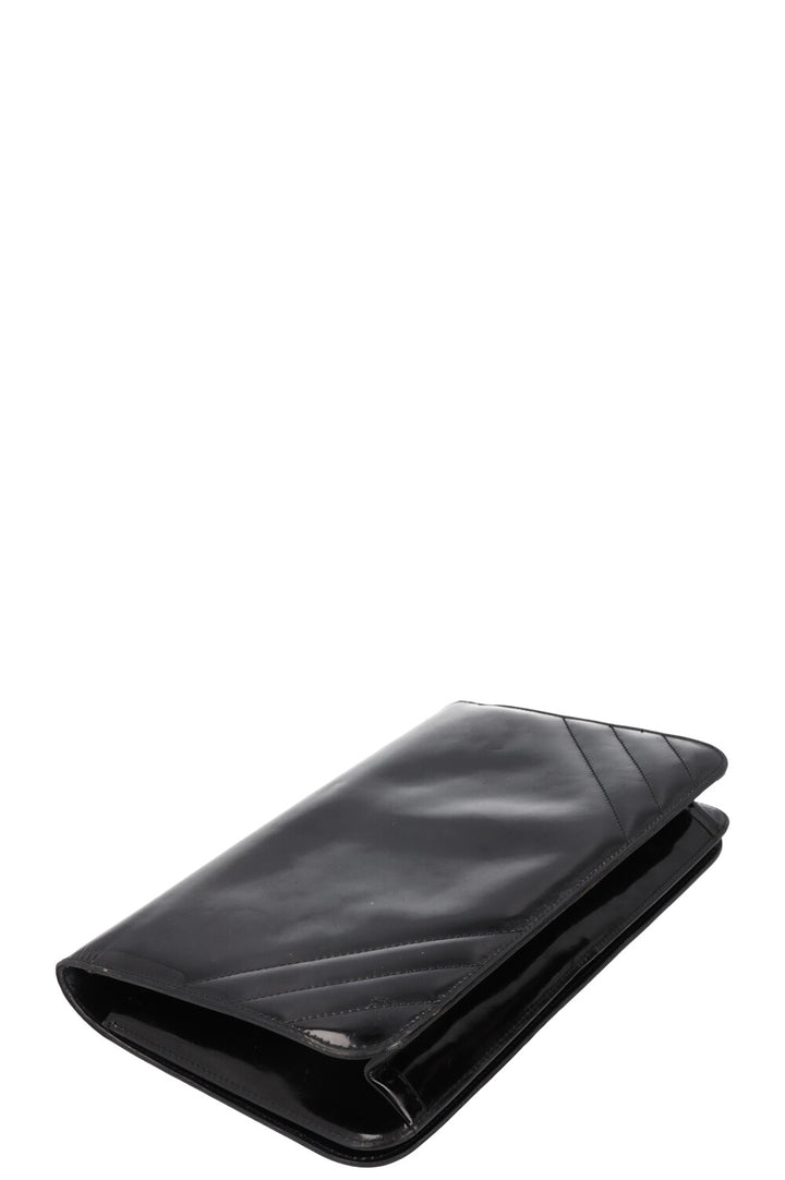 CHANEL Patent Leather Flap Bag Black