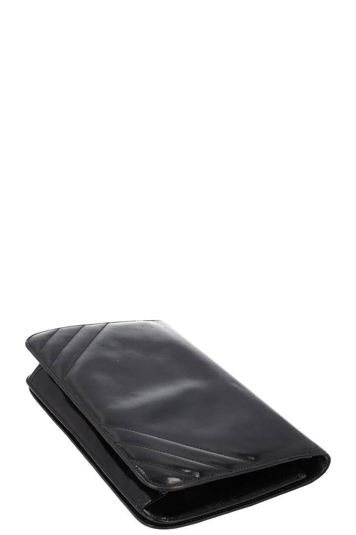CHANEL Patent Leather Flap Bag Black