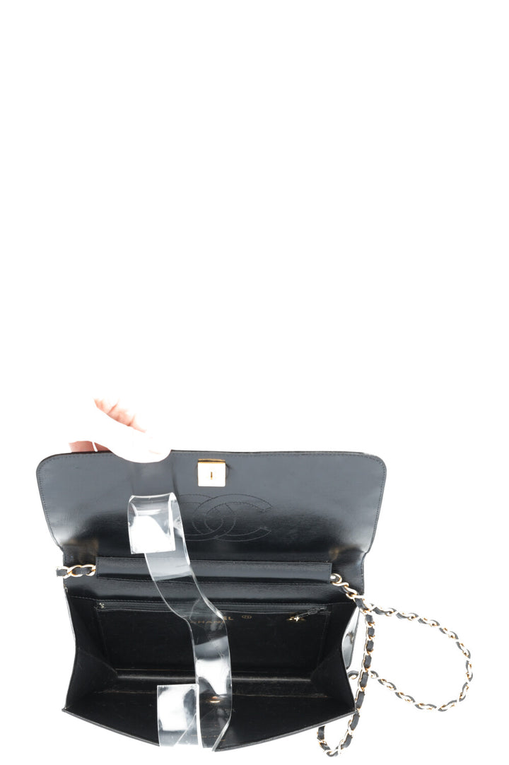 CHANEL Patent Leather Flap Bag Black