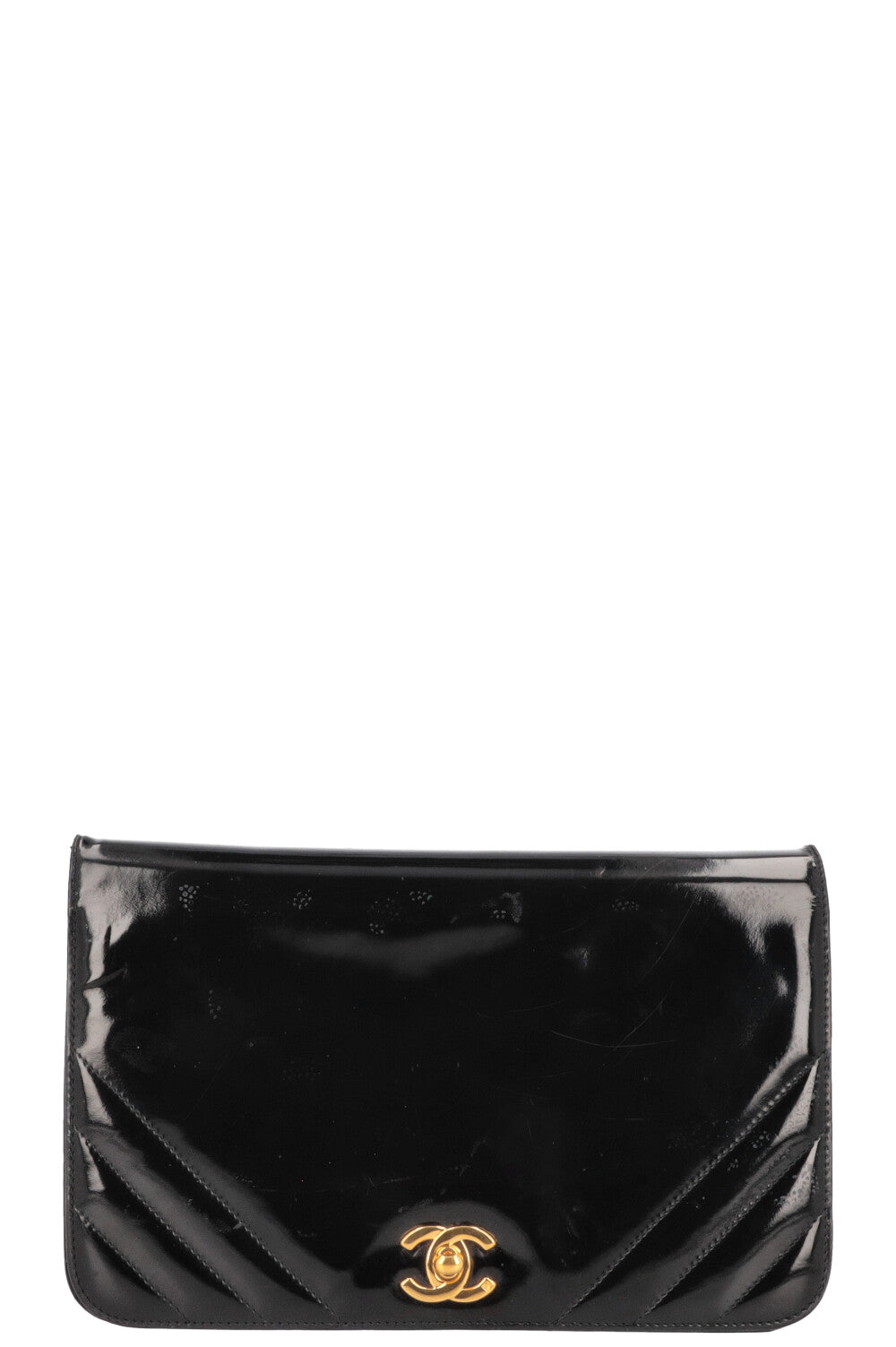 CHANEL Patent Leather Flap Bag Black