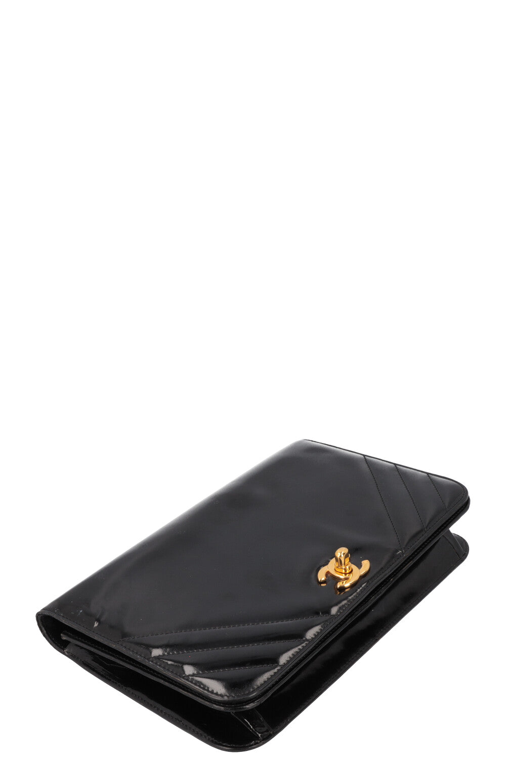 CHANEL Patent Leather Flap Bag Black
