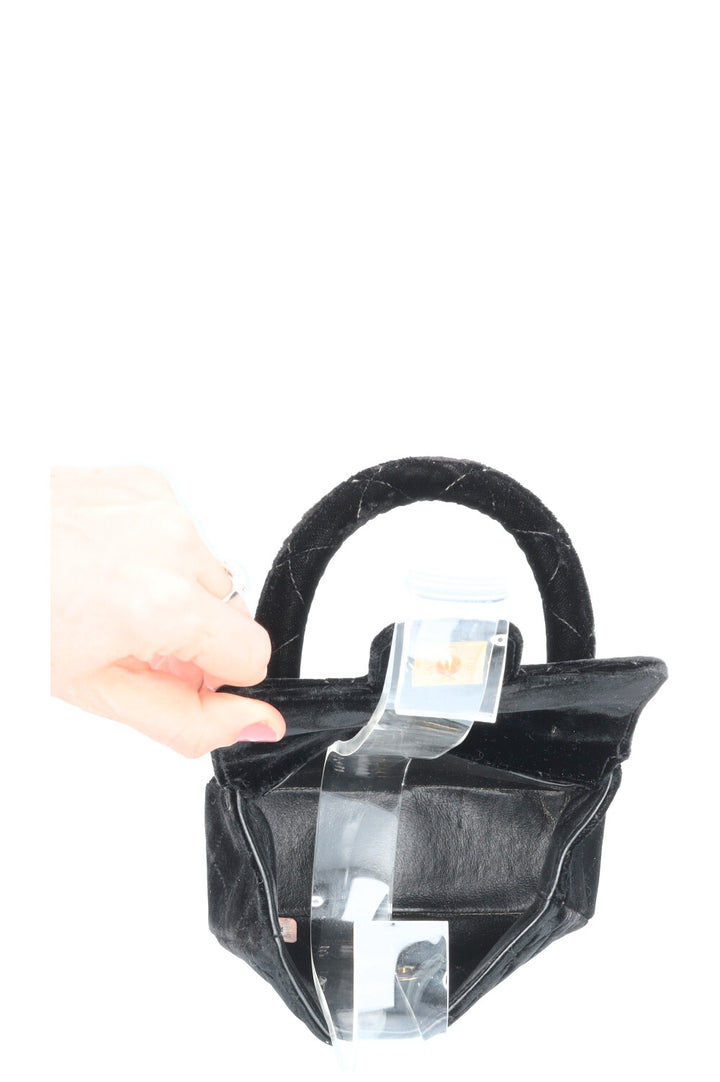 CHANEL Top Handle Mini Kelly Bag Velvet Black