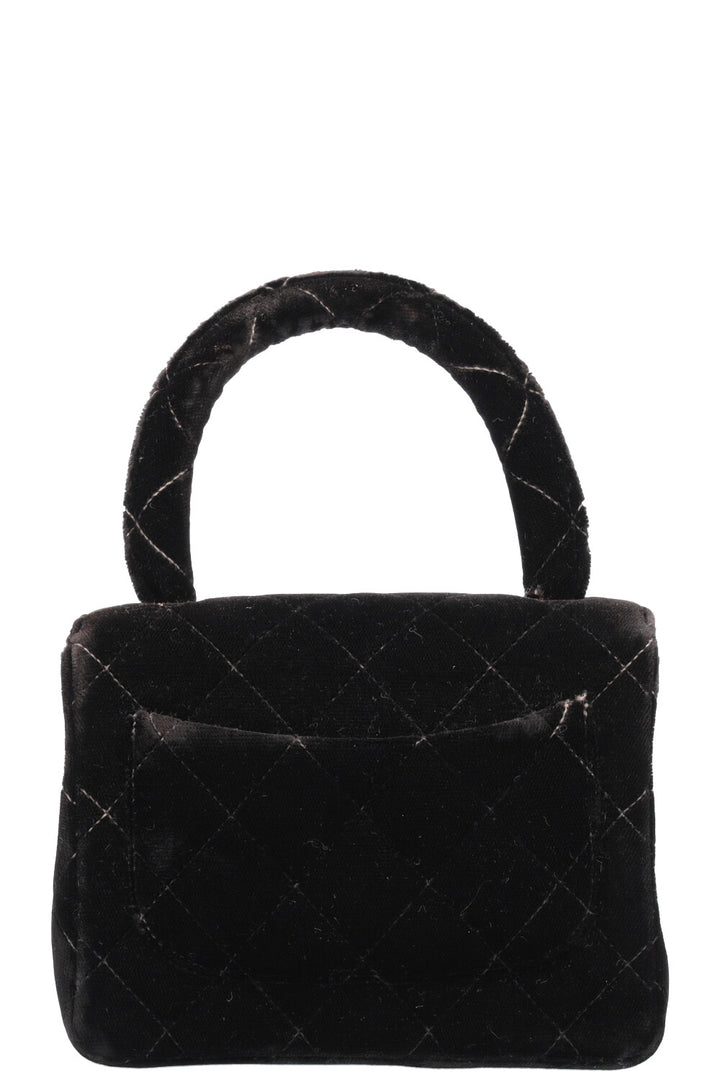 CHANEL Top Handle Mini Kelly Bag Velvet Black