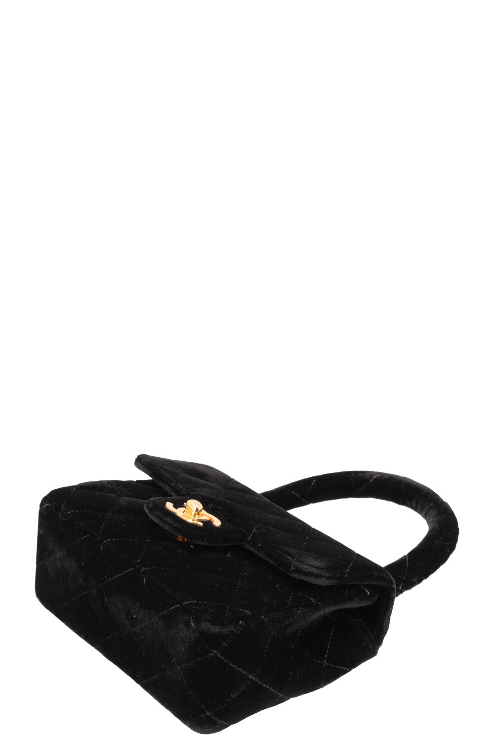 CHANEL Top Handle Mini Kelly Bag Velvet Black