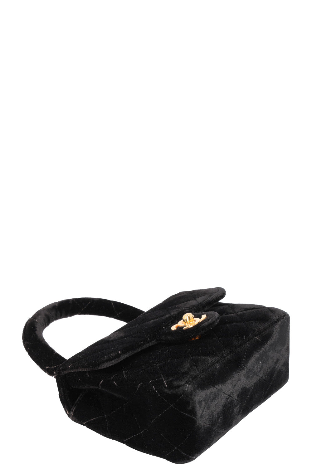 CHANEL Top Handle Mini Kelly Bag Velvet Black