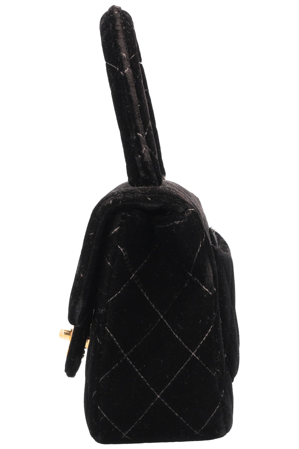 CHANEL Top Handle Mini Kelly Bag Velvet Black