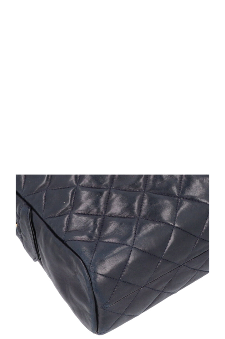 CHANEL Quilted Messenger Bag Blue