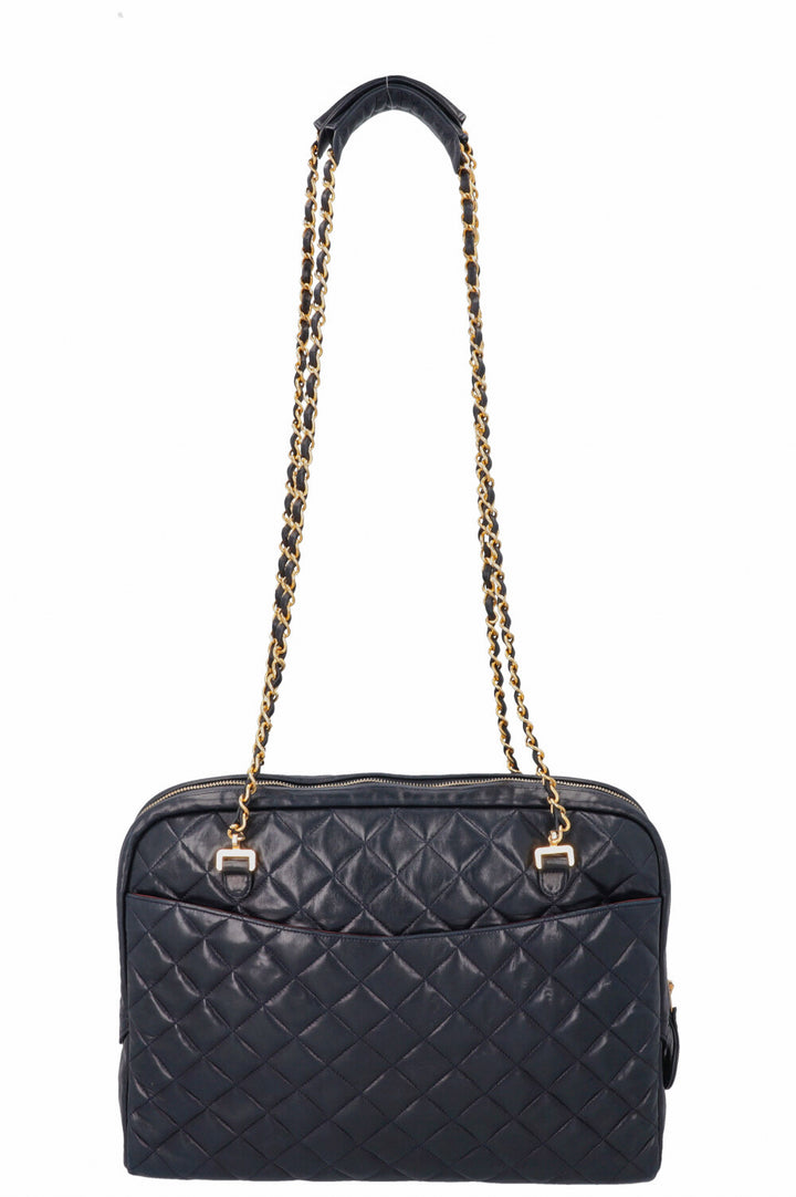 CHANEL Quilted Messenger Bag Blue