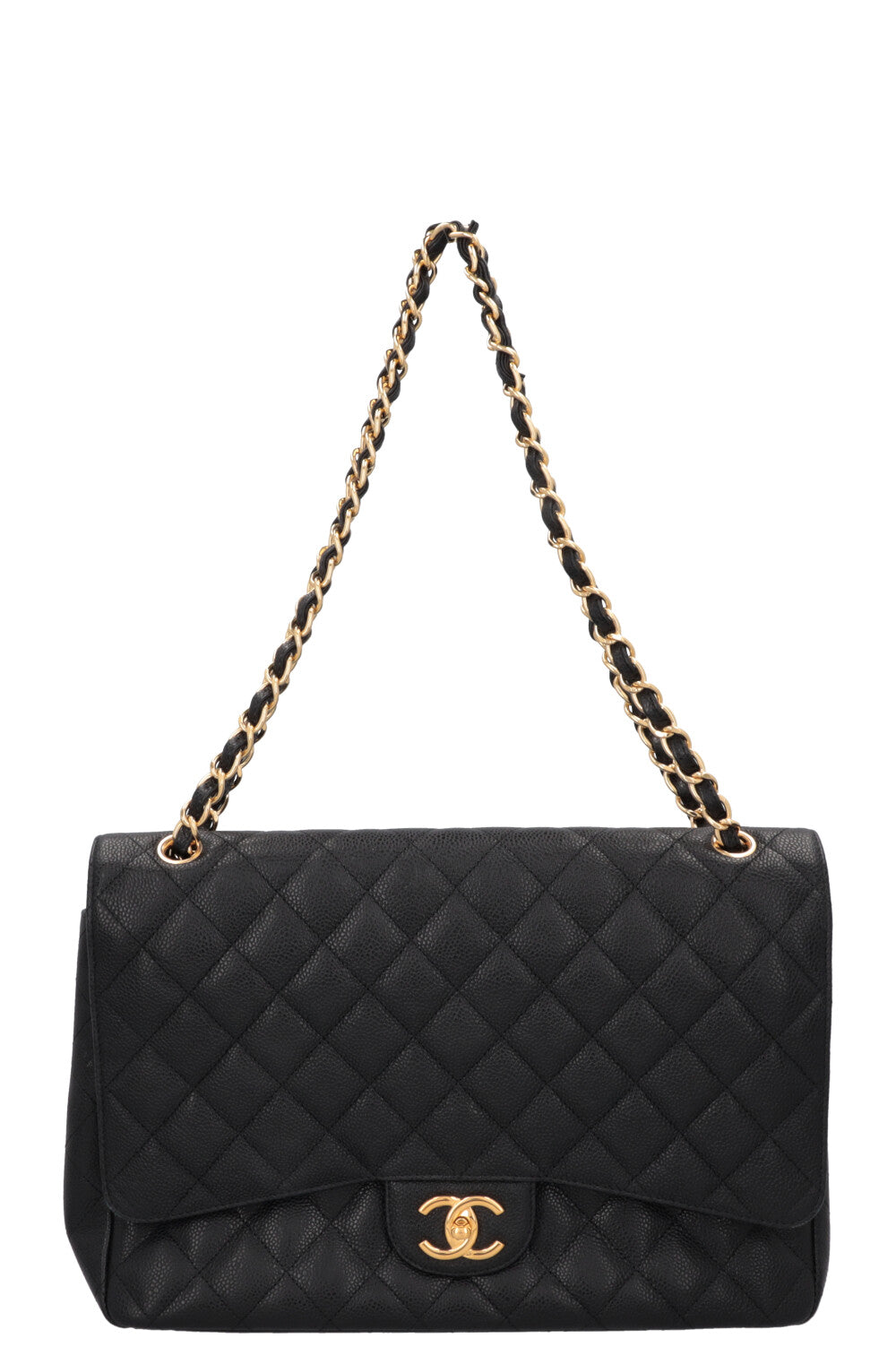 CHANEL Maxi Double Flap Bag Caviar Black