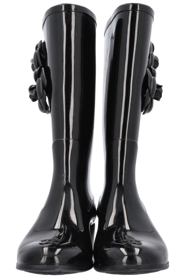 CHANEL Camellia Rain Boots Black