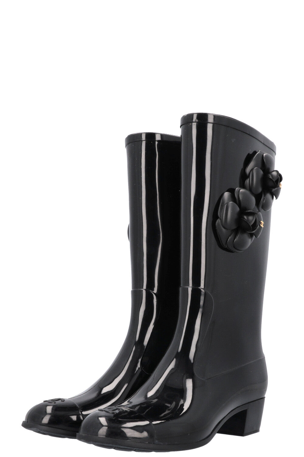 CHANEL Camellia Rain Boots Black