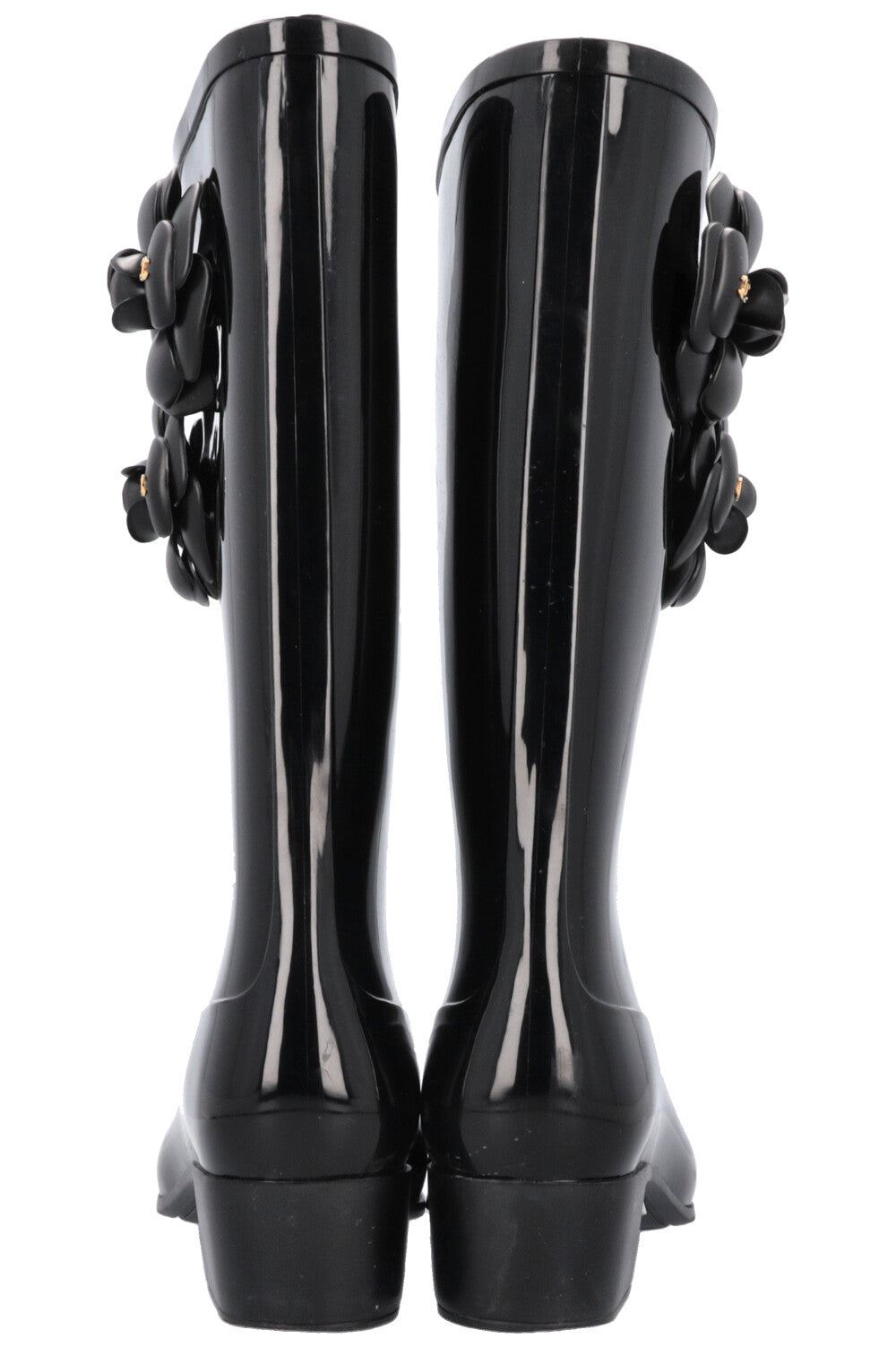 CHANEL Camellia Rain Boots Black