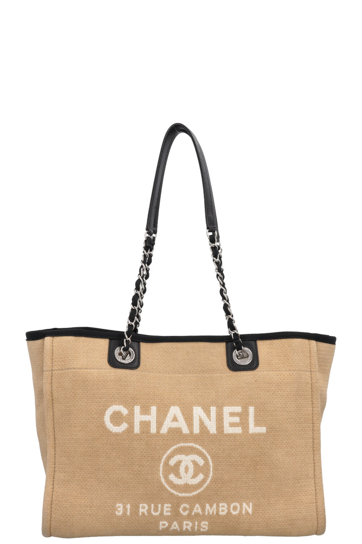 CHANEL Small Deauville Tote Bag Beige Black