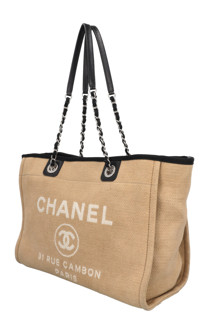 CHANEL Small Deauville Tote Bag Beige Black