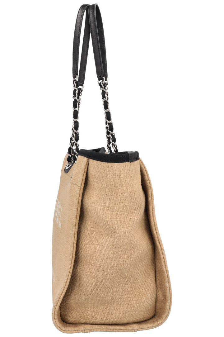 CHANEL Small Deauville Tote Bag Beige Black