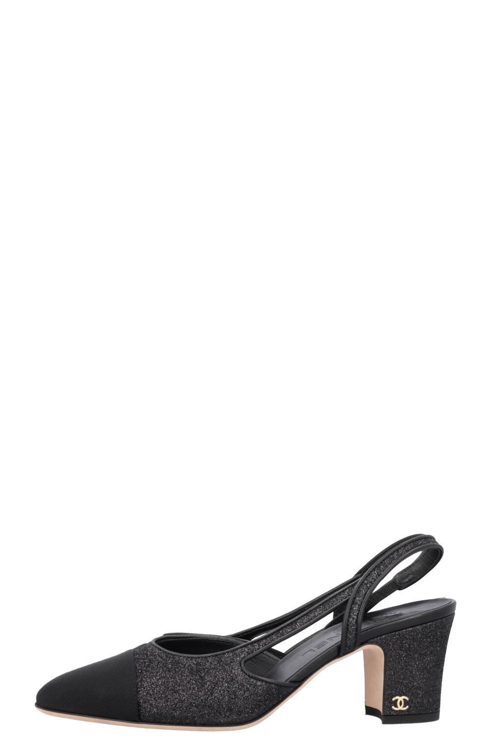 CHANEL Classic Slingback Heels Glitter Black