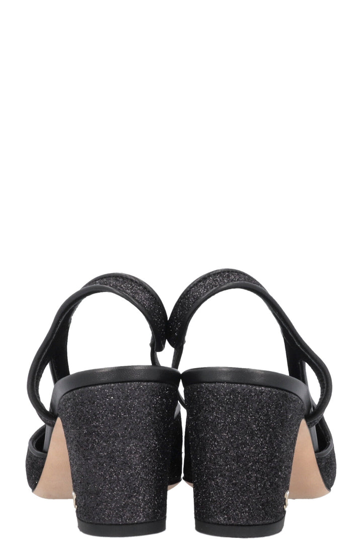 CHANEL Classic Slingback Heels Glitter Black