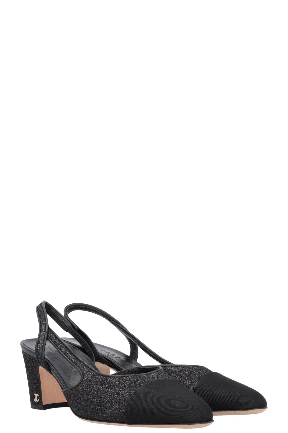 CHANEL Classic Slingback Heels Glitter Black