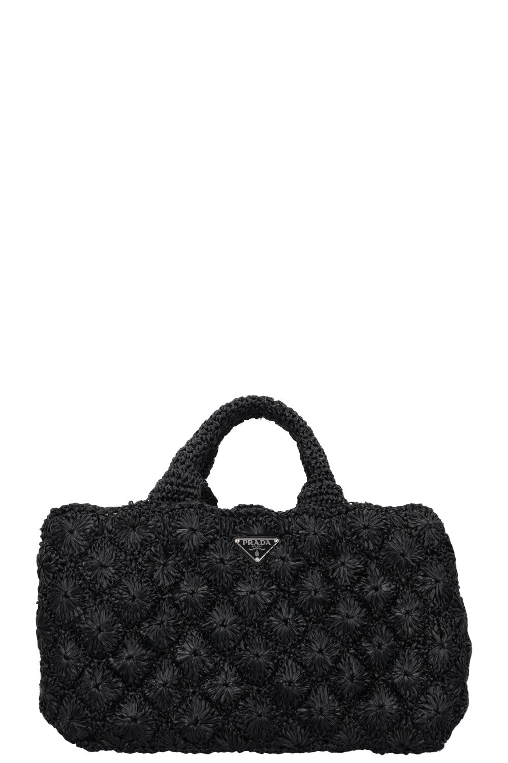 PRADA Canapa Crochet Tote Bag Black – REAWAKE