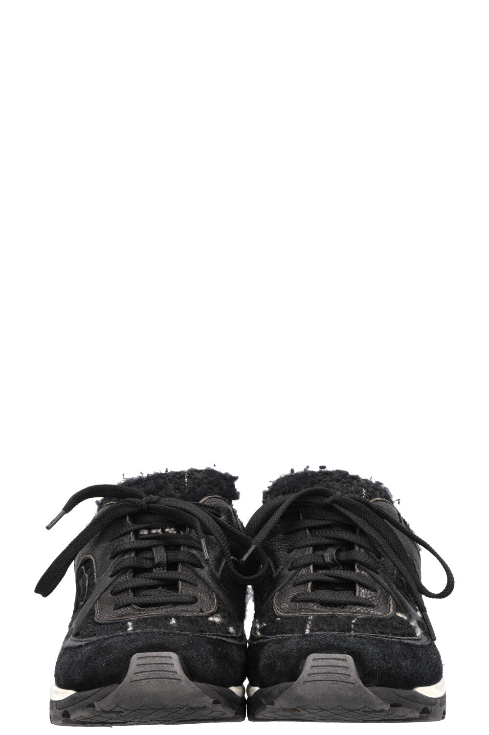 CHANEL Tennis Sneakers Tweed Black