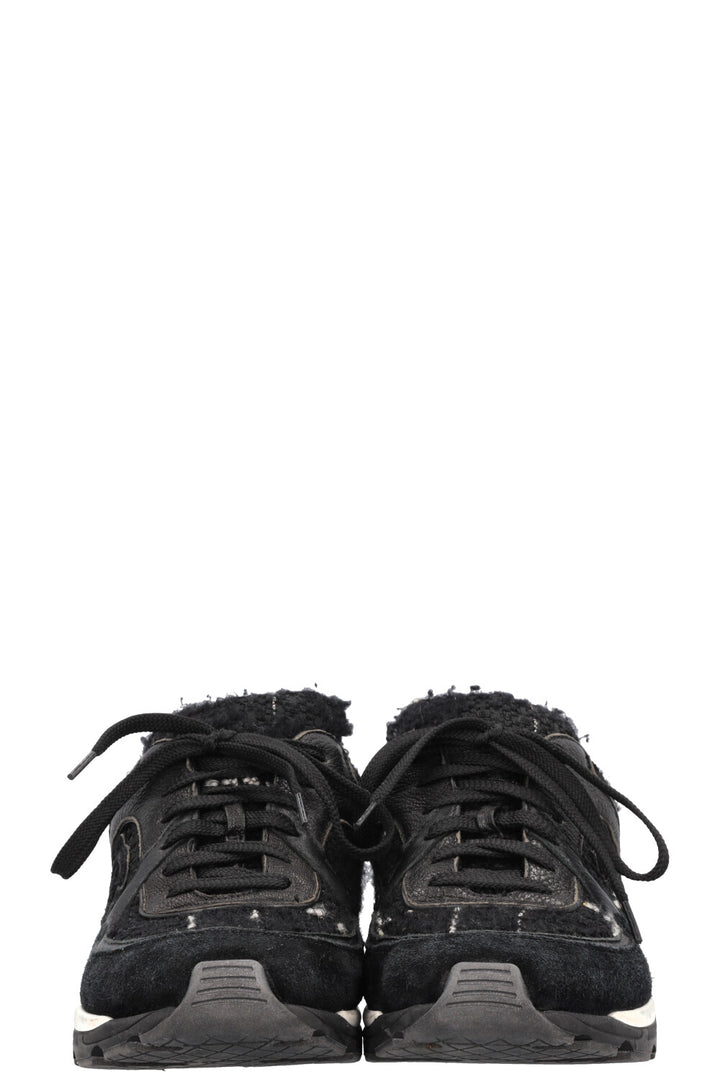 CHANEL Tennis Sneakers Tweed Black